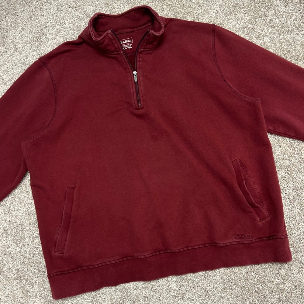 L.L. Bean 1/4 Zip Pullover Men Size XXL Traditional‎ Fit Red Outdoor Gorpcore